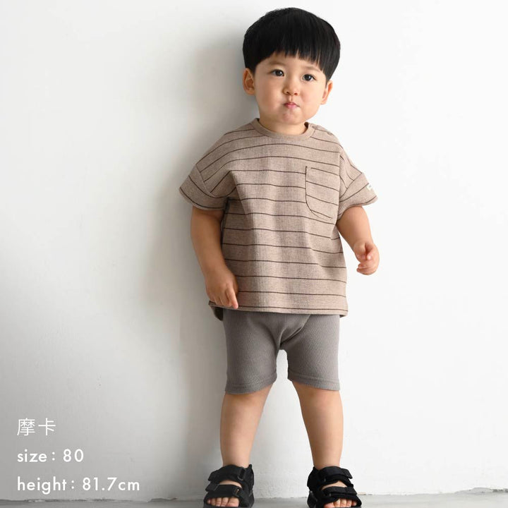 【春夏上衣】印花華夫格 短袖上衣