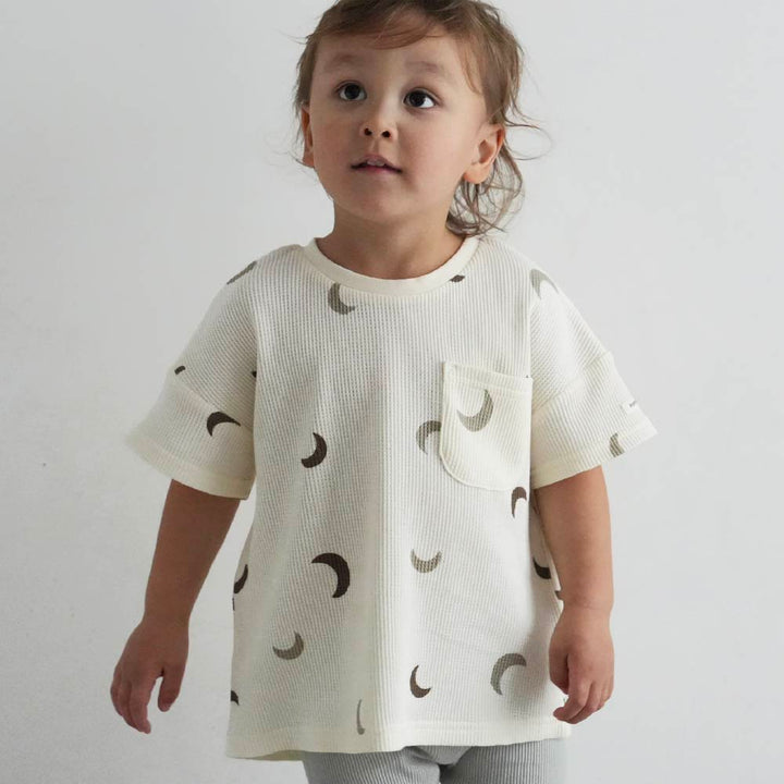 【春夏上衣】印花華夫格 短袖上衣