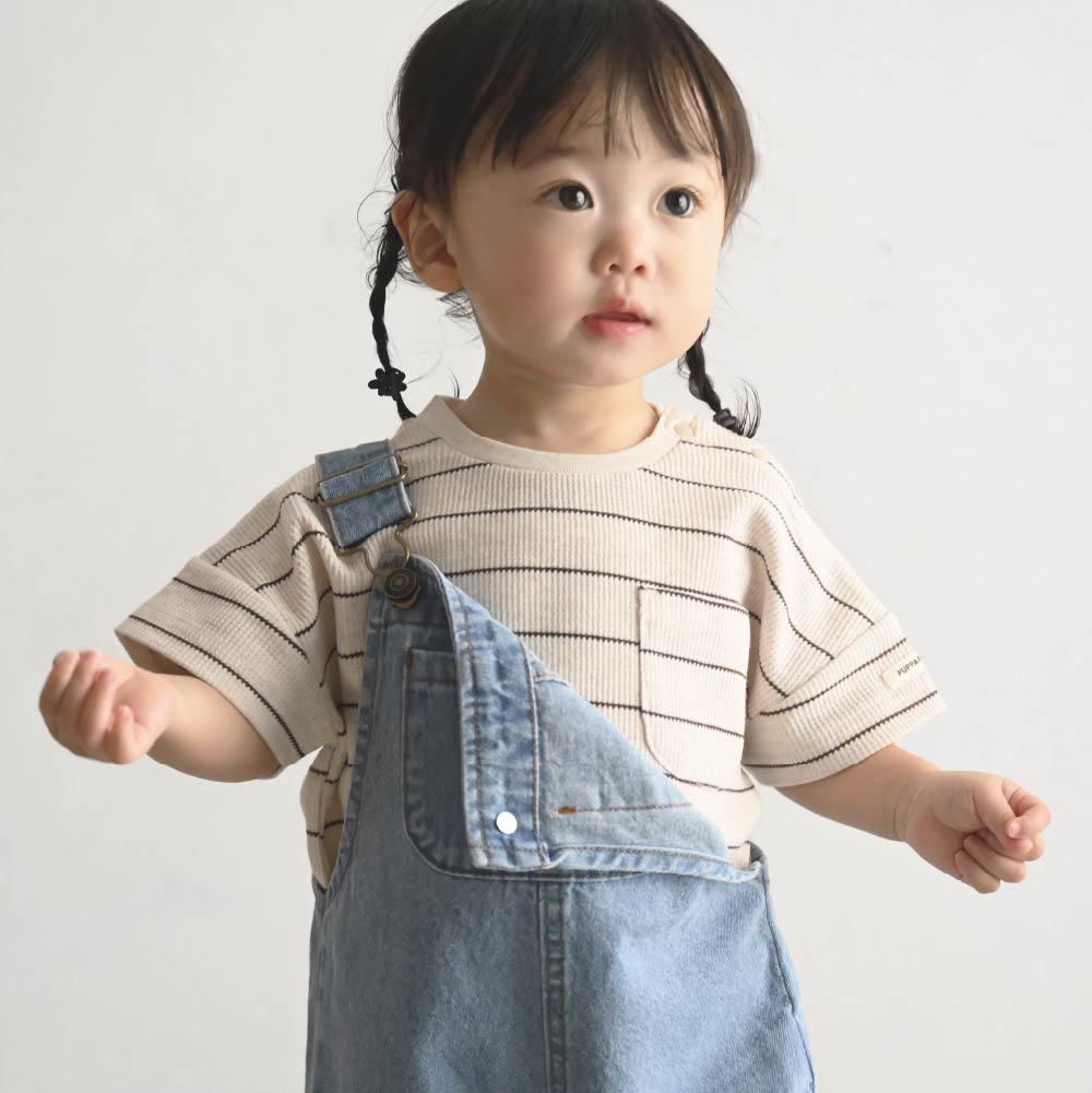 【春夏上衣】印花華夫格 短袖上衣