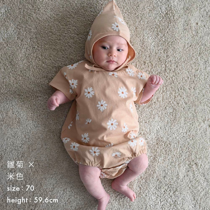 【春夏連身衣】印花羅紋 短袖包屁衣兩件組