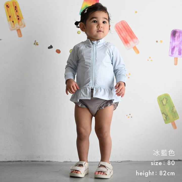 女童防曬抗UV長袖泳衣外套