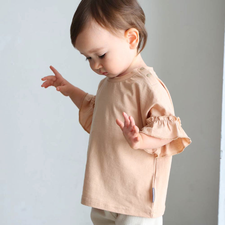 【春夏上衣】甜美袖荷葉邊短袖上衣