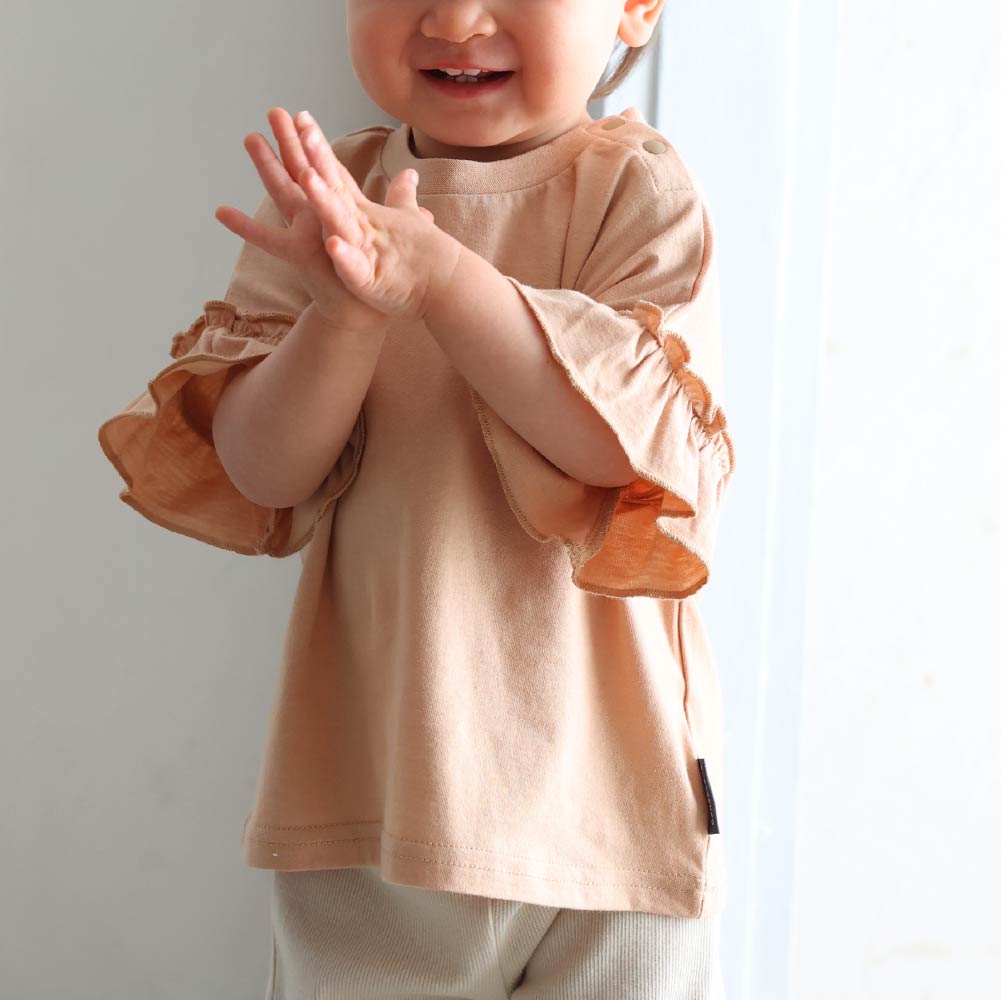 【春夏上衣】甜美袖荷葉邊短袖上衣