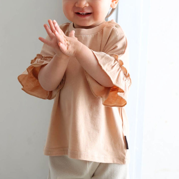 【春夏上衣】甜美袖荷葉邊短袖上衣