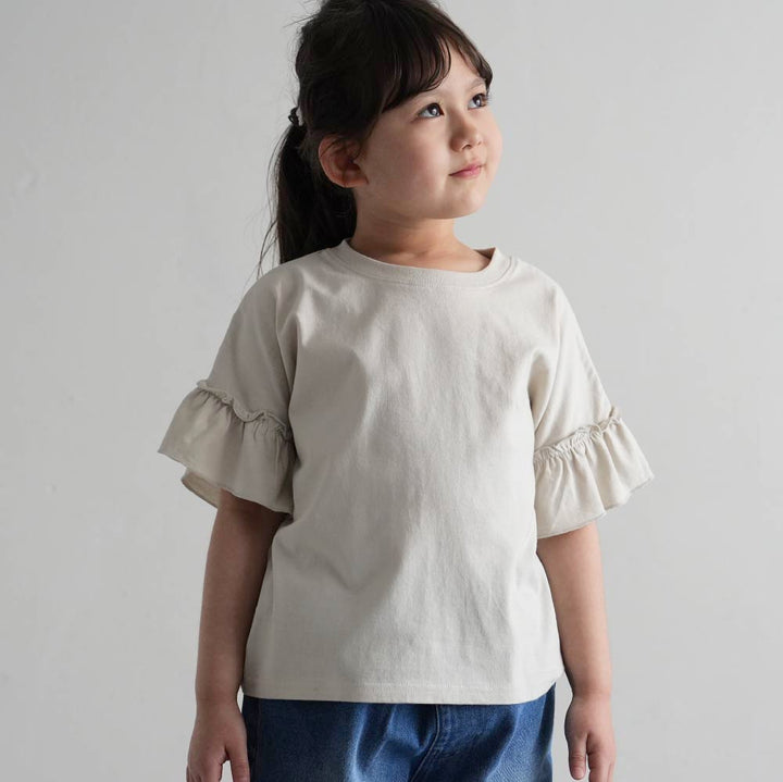 【春夏上衣】甜美袖荷葉邊短袖上衣