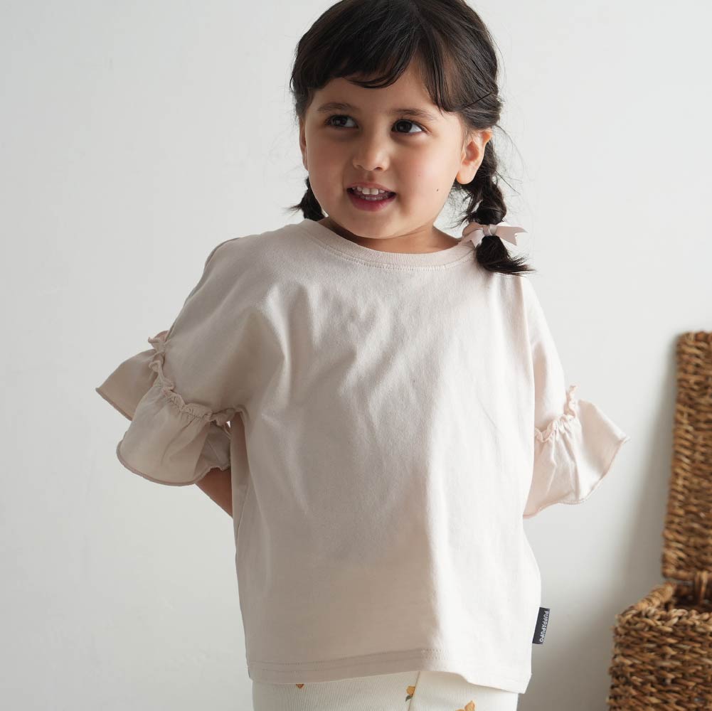 【春夏上衣】甜美袖荷葉邊短袖上衣