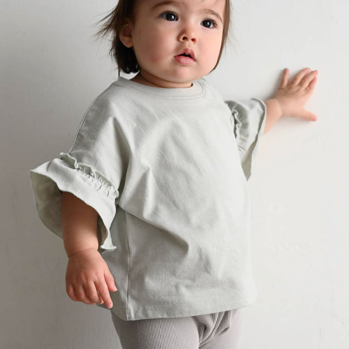 【春夏上衣】甜美袖荷葉邊短袖上衣