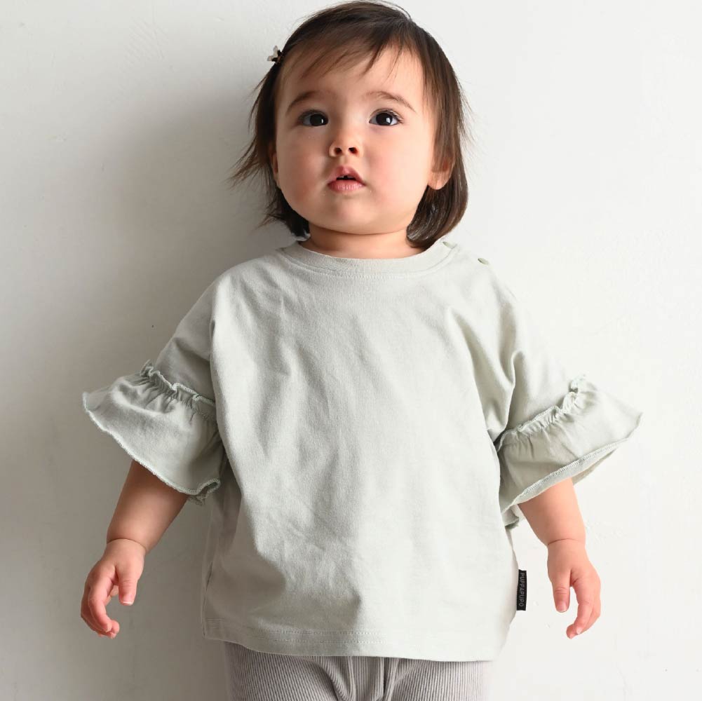 【春夏上衣】甜美袖荷葉邊短袖上衣