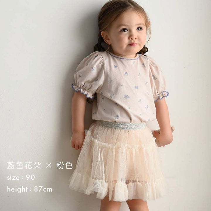 【春夏上衣】澎澎袖滾邊短袖上衣