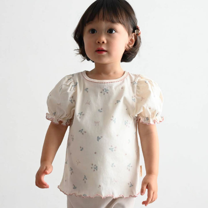 【春夏上衣】澎澎袖滾邊短袖上衣