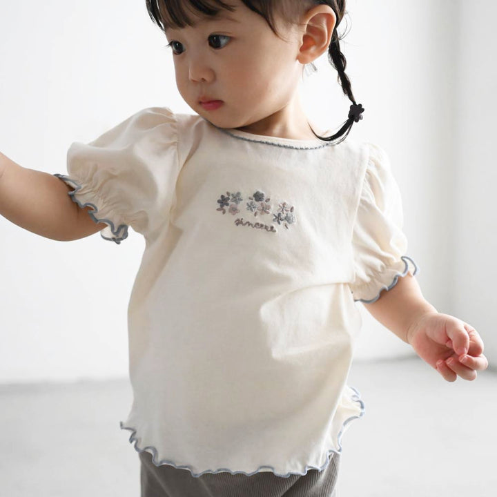 【春夏上衣】澎澎袖滾邊短袖上衣