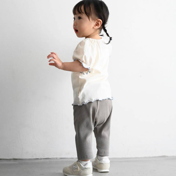 【春夏上衣】澎澎袖滾邊短袖上衣