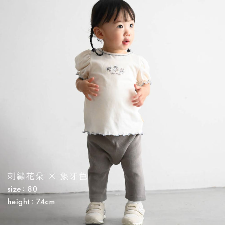 【春夏上衣】澎澎袖滾邊短袖上衣