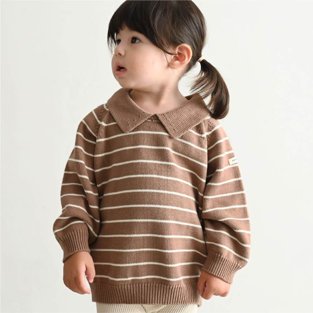 【秋冬上衣】翻領針織毛衣