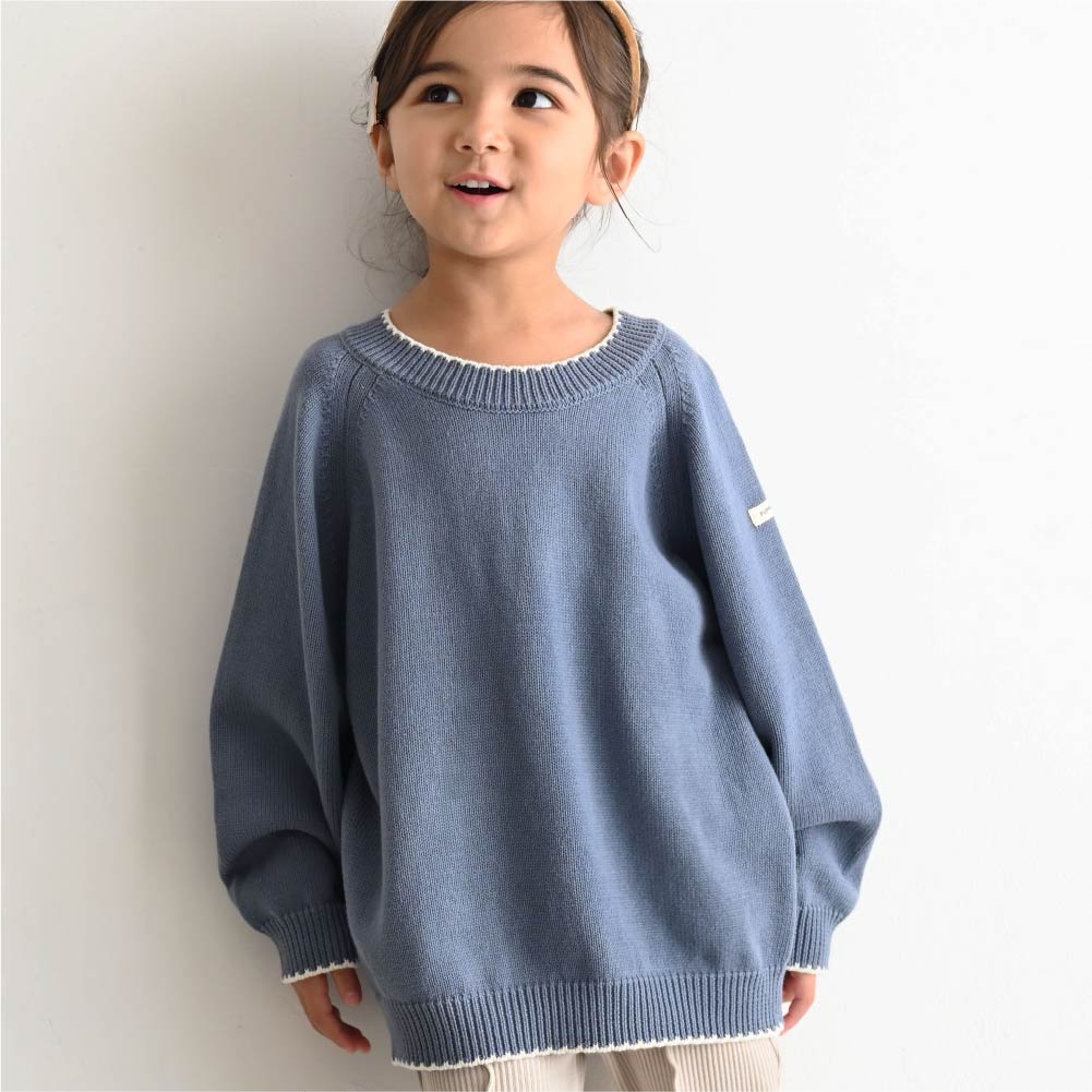 【秋冬上衣】配色圓領毛衣針織衫