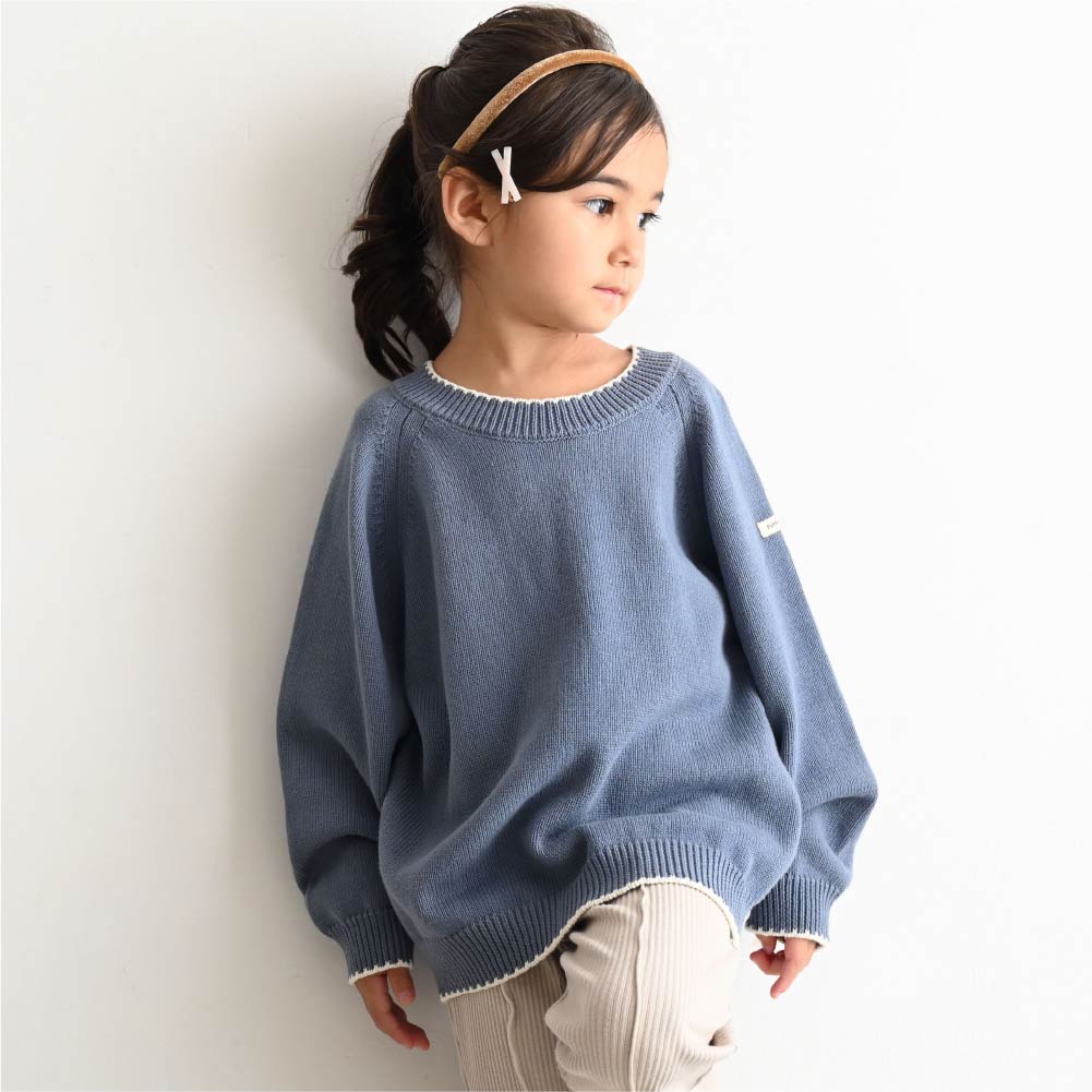 【秋冬上衣】配色圓領毛衣針織衫