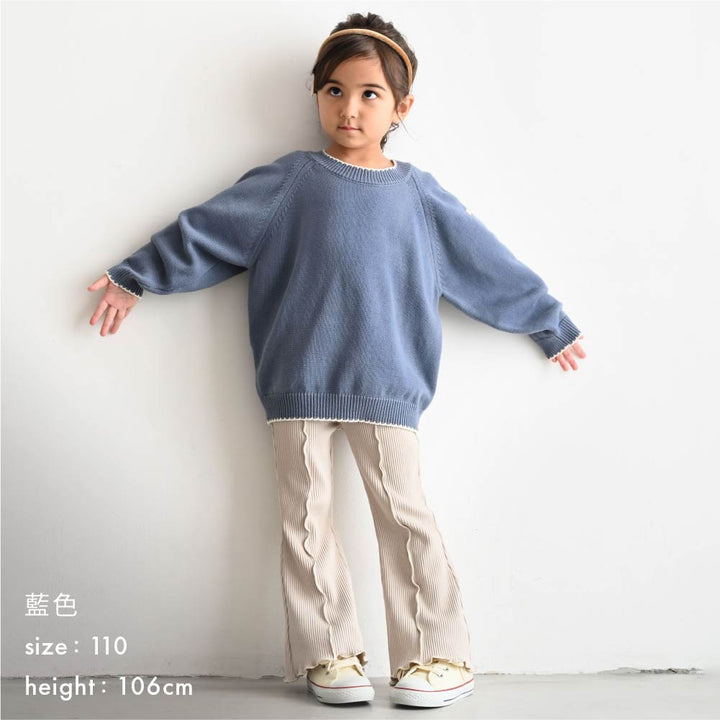 【秋冬上衣】配色圓領毛衣針織衫