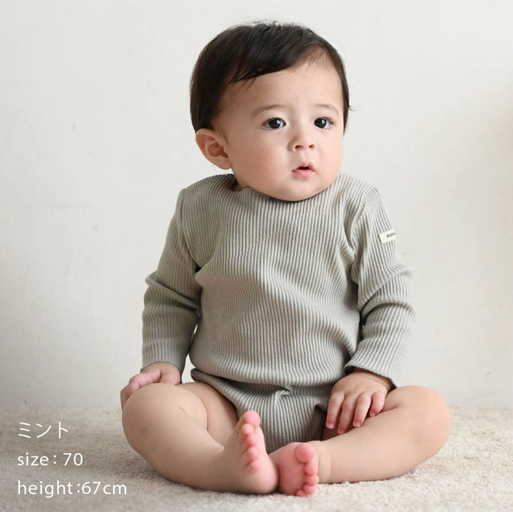 【秋冬連身衣】羅紋長袖包屁衣