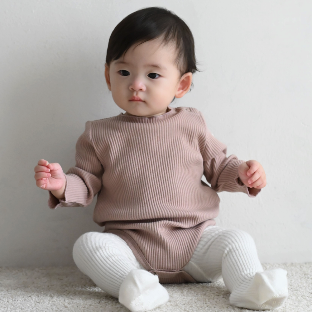【秋冬連身衣】羅紋長袖包屁衣