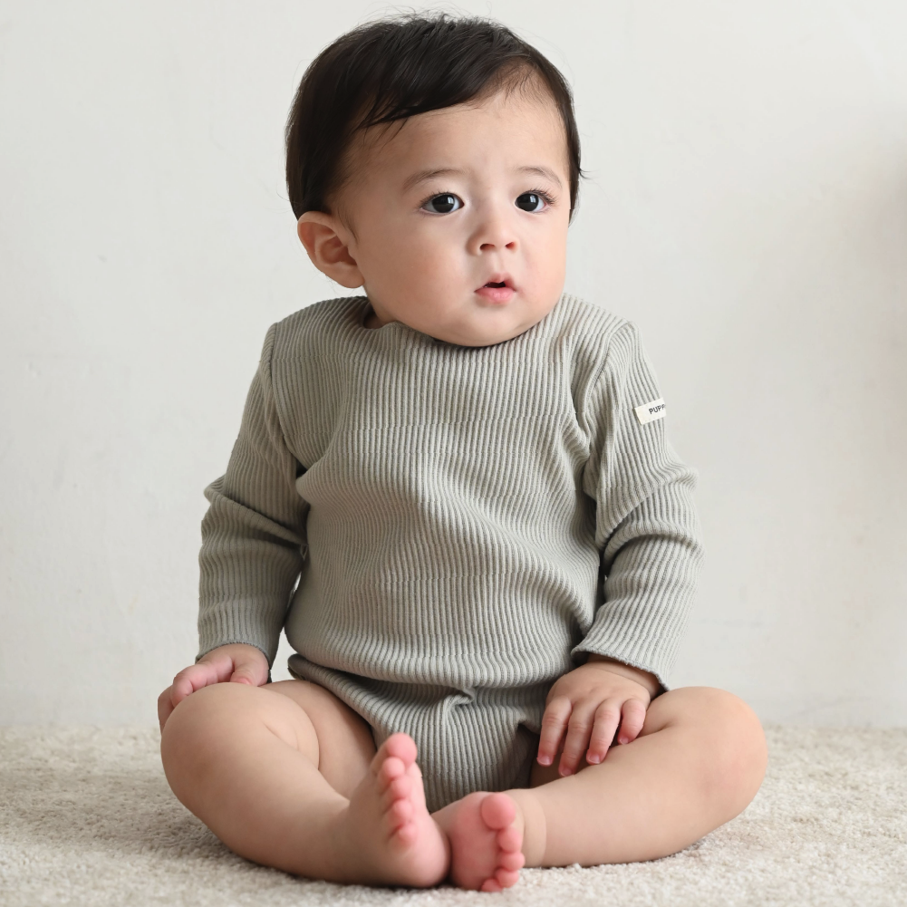 【秋冬連身衣】羅紋長袖包屁衣