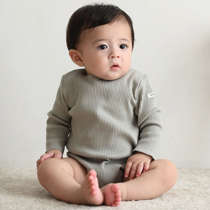 【秋冬連身衣】羅紋長袖包屁衣