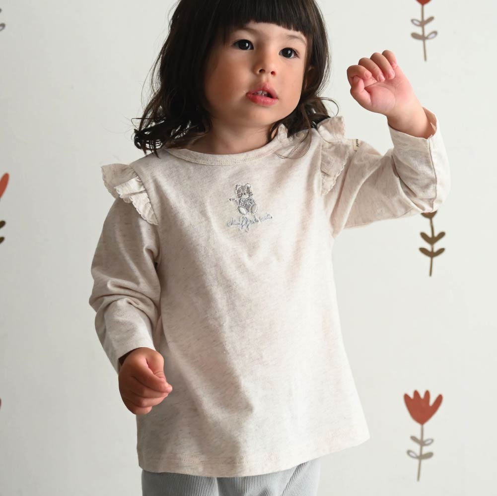 【春夏上衣】肩部荷葉邊 長袖上衣