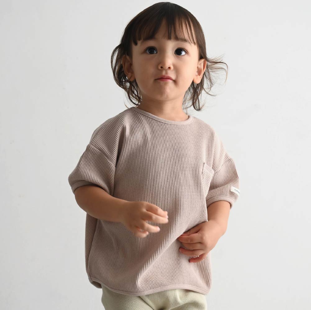 【春夏上衣】蓬鬆感華夫格短袖上衣