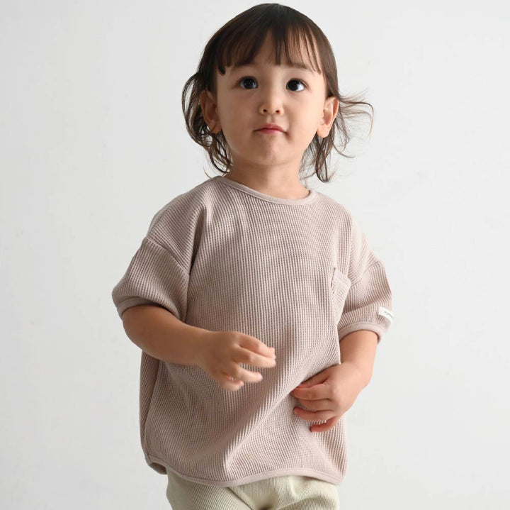 【春夏上衣】蓬鬆感華夫格短袖上衣