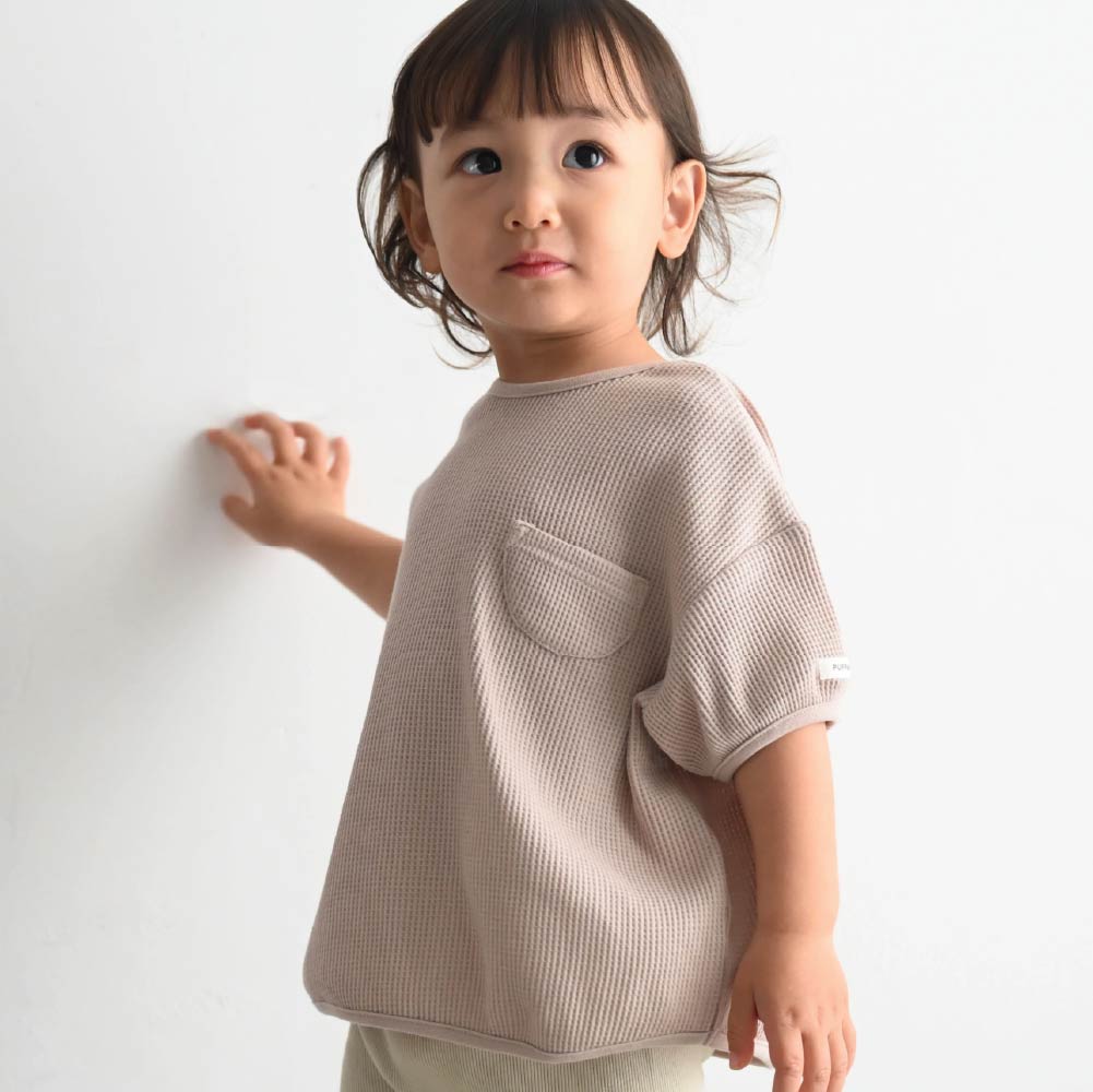 【春夏上衣】蓬鬆感華夫格短袖上衣