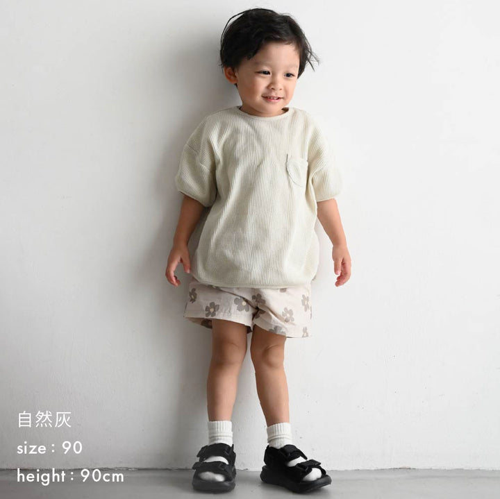 【春夏上衣】蓬鬆感華夫格短袖上衣