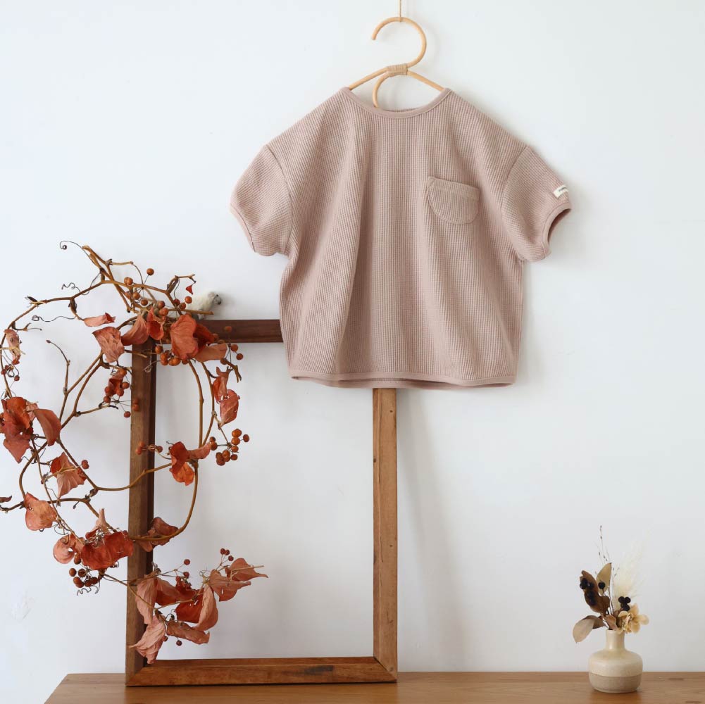 【春夏上衣】蓬鬆感華夫格短袖上衣