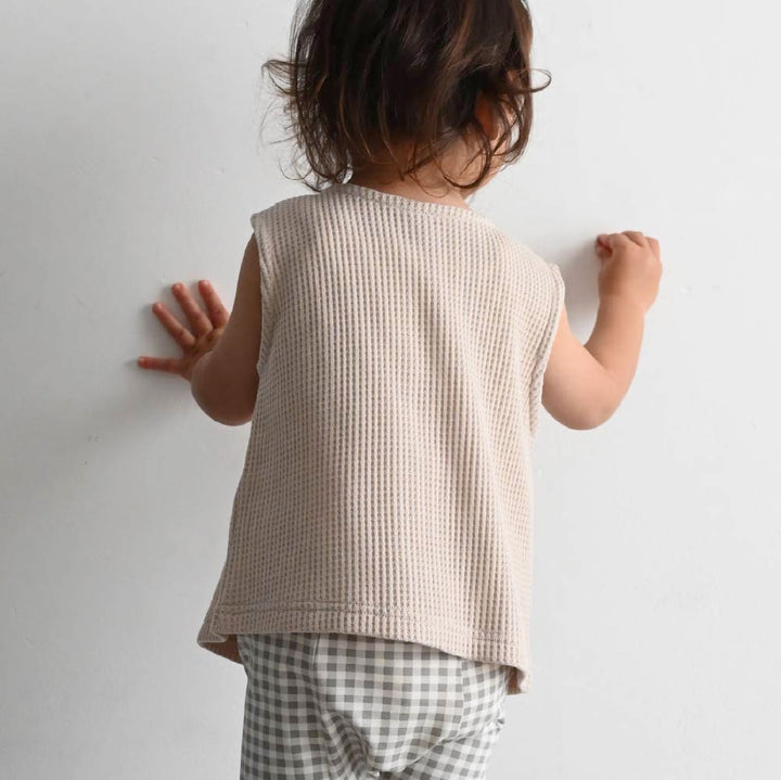 【春夏上衣】鬆軟華夫格 2way 無袖上衣