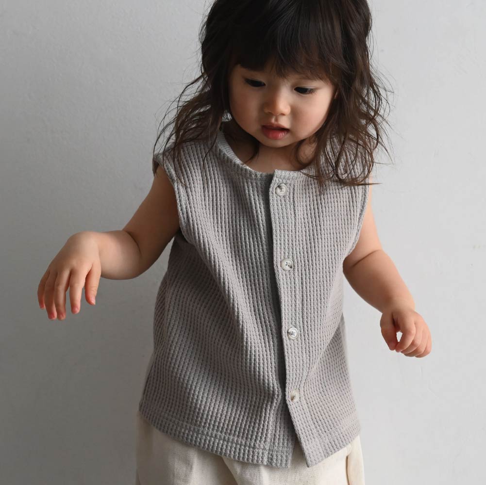 【春夏上衣】鬆軟華夫格 2way 無袖上衣