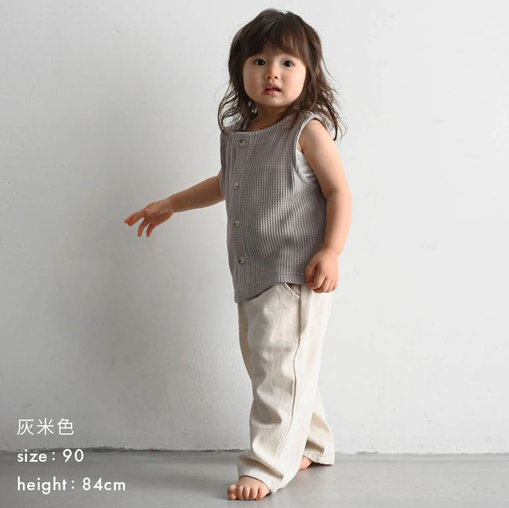 【春夏上衣】鬆軟華夫格 2way 無袖上衣