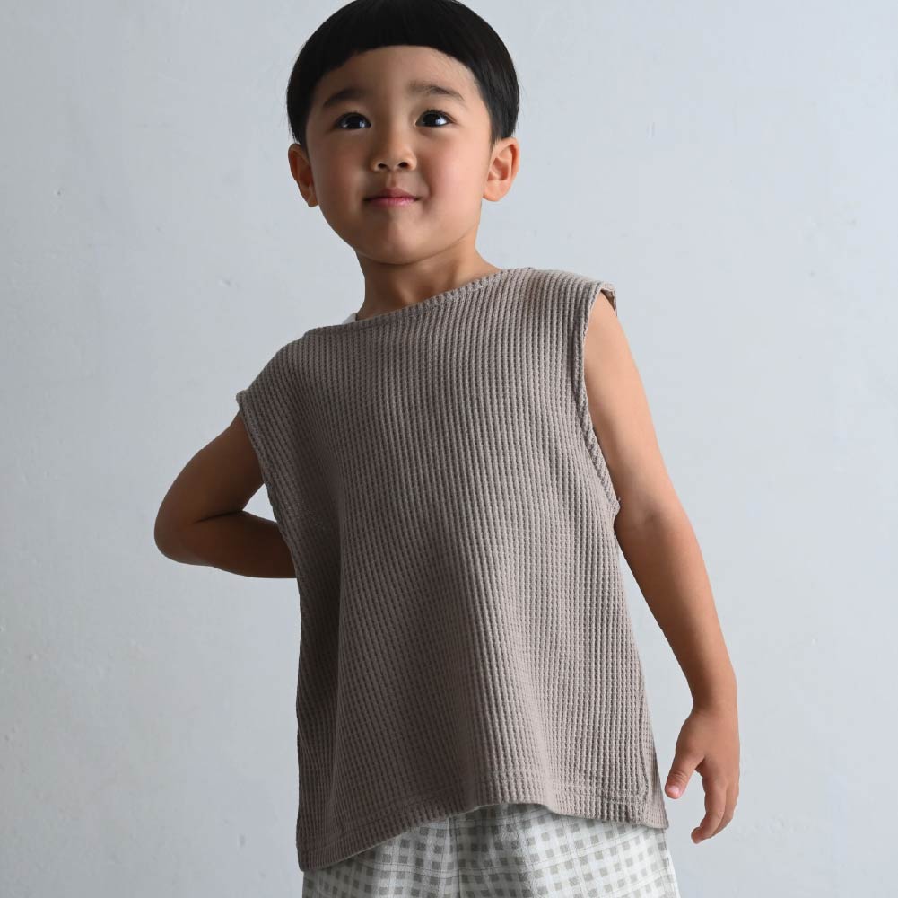 【春夏上衣】鬆軟華夫格 2way 無袖上衣