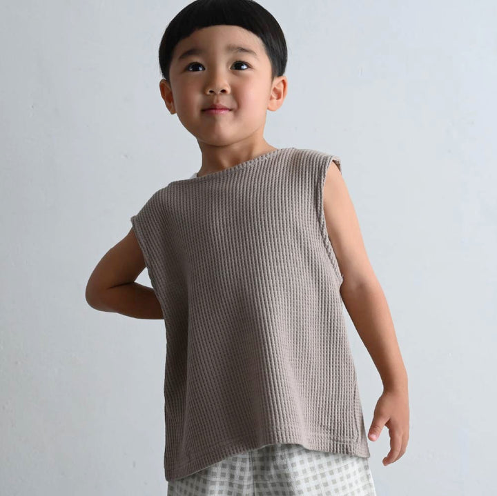 【春夏上衣】鬆軟華夫格 2way 無袖上衣