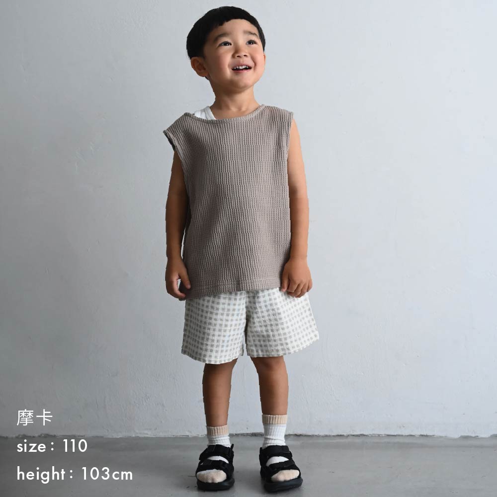 【春夏上衣】鬆軟華夫格 2way 無袖上衣