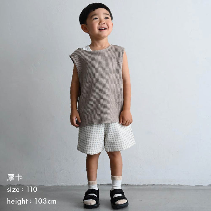 【春夏上衣】鬆軟華夫格 2way 無袖上衣