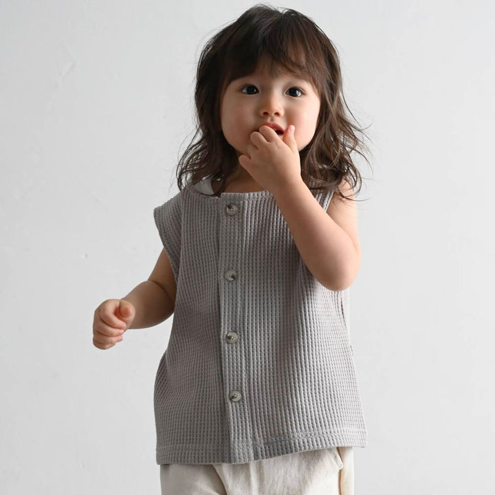 【春夏上衣】鬆軟華夫格 2way 無袖上衣