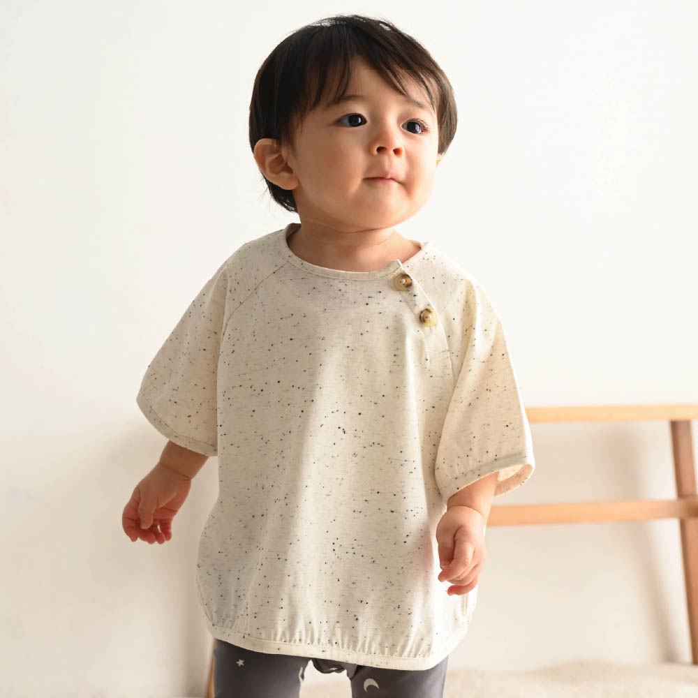 【春夏上衣】彩點鈕扣 短袖上衣