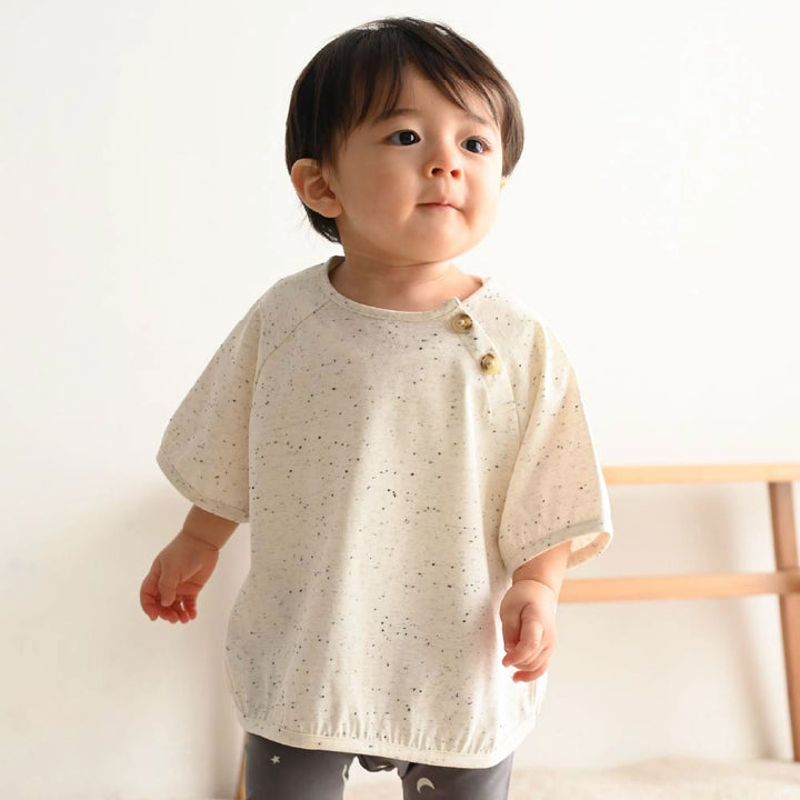 【春夏上衣】彩點鈕扣 短袖上衣