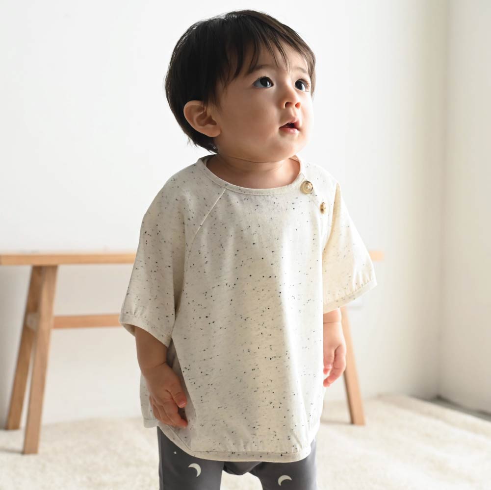 【春夏上衣】彩點鈕扣 短袖上衣