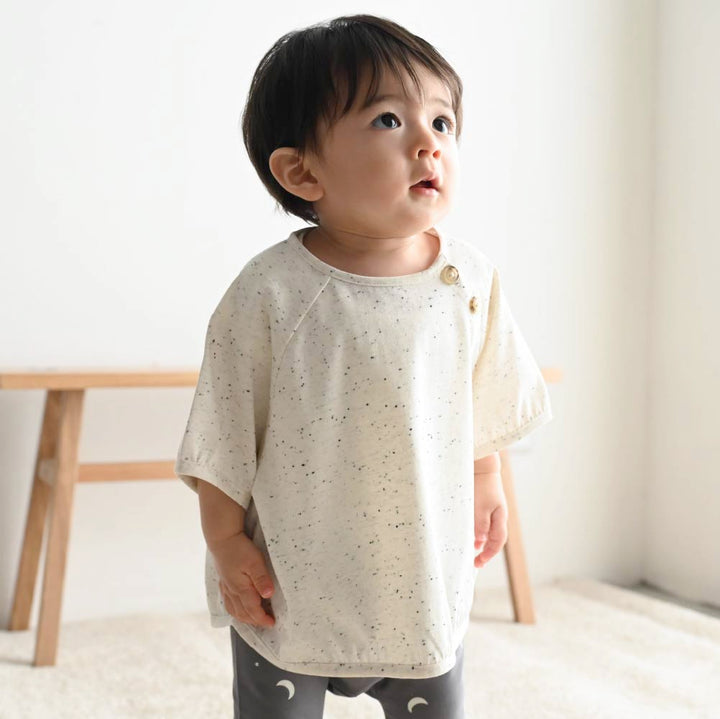 【春夏上衣】彩點鈕扣 短袖上衣