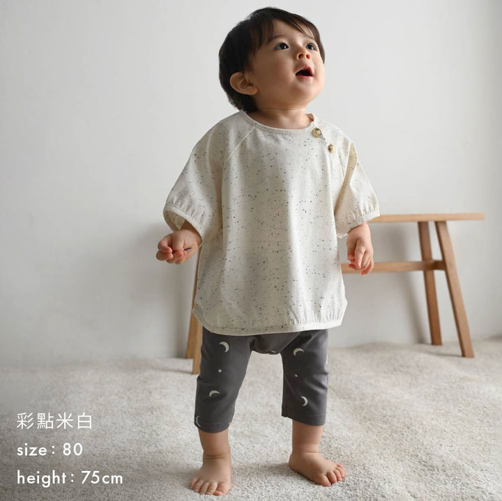 【春夏上衣】彩點鈕扣 短袖上衣