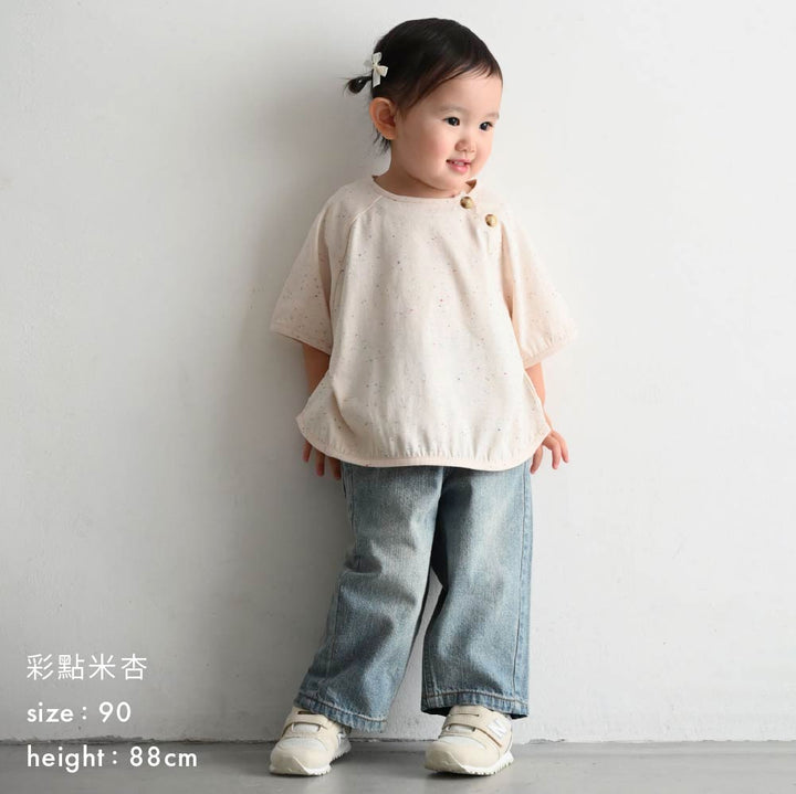 【春夏上衣】彩點鈕扣 短袖上衣