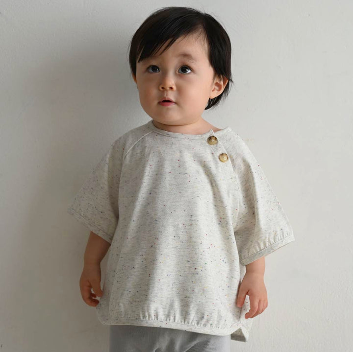【春夏上衣】彩點鈕扣 短袖上衣