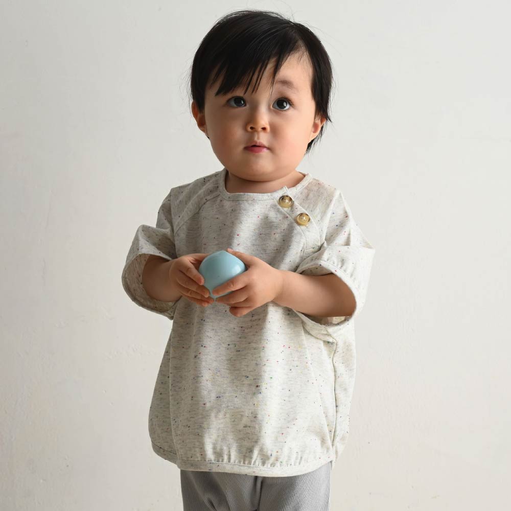 【春夏上衣】彩點鈕扣 短袖上衣