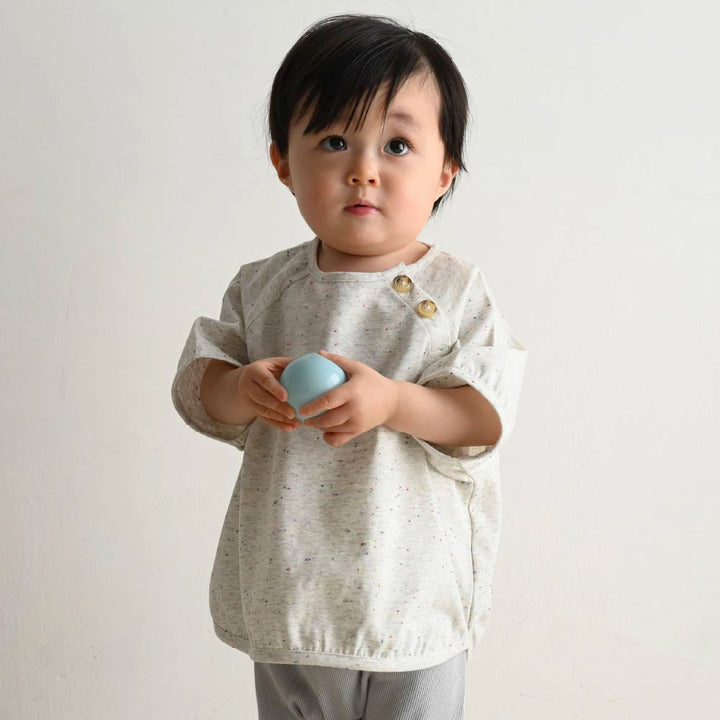 【春夏上衣】彩點鈕扣 短袖上衣