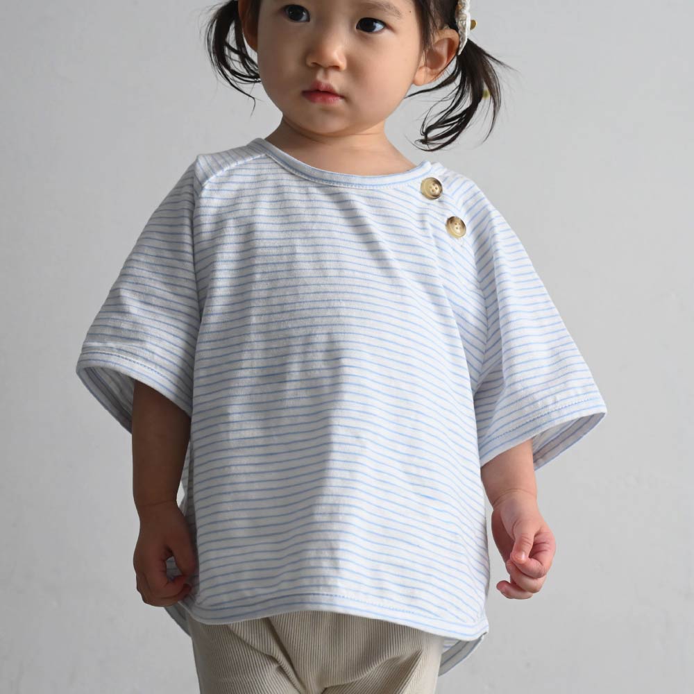 【春夏上衣】條紋鈕扣 短袖上衣