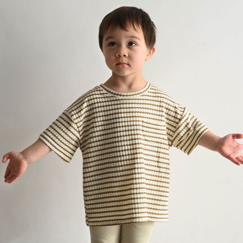 【春夏上衣】粗條紋 華夫格上衣